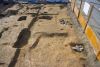 写真22 発掘調査で確認された江ヶ室門礎石痕跡（東丸町）
