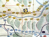 写真60 亀山町（宿）と亀山城のかたち／黄色は亀山領を表している